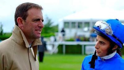 Godolphin trainer Charlie Appleby, left, chats with jockey William Buick at Goodwood racecourse in Chichester, England. (Photo by Alan Crowhurst/Getty Images)