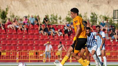 Raul Jimenez scores for Wolverhampton Wanderers against Deportivo Alaves at Estadio Camilo Cano in Benidorm, on July 20. Getty