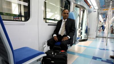 Passengers are allowed up to two pieces of luggage on the Dubai Metro, with one being hand luggage. Pawan Singh / The National
