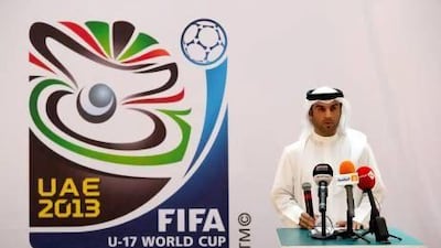 FIFA U17 World Cup tournament director Mohammed Abdulla bin Bdoua speaks during a news conference at the Wafi Mall in Dubai on June 26.