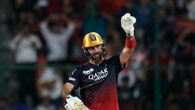 Royal Challengers Bangalore's Glenn Maxwell after reaching his fifty. AP