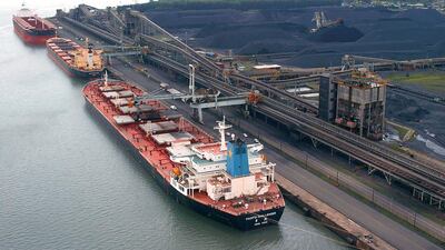South Africa has plenty of coal reserves. Above, ships being loaded at the Richards Bay Coal Terminal. Courtesy Richards Bay Coal Terminal