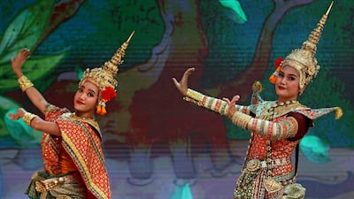 Dancers from Thailand perform in front of the Thai pavilion at Expo 2020 Dubai. AFP