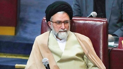 Iranian Intelligence Minister Esmail Khatib attends the inauguration ceremony of the 6th term of the Assembly of Experts in Tehran, Iran, May 21, 2024. (AP Photo/Vahid Salemi)