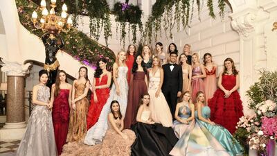 Harakh Mehta, centre, with the debutantes from Le Bal 2019. Photo: Yunling Fang