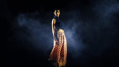 An Indian model showcases a creation by designer Amoh during the Lakme Fashion Week Winter/Festive 2016 in Mumbai. Sujit Jaiswal / AFP