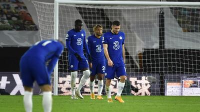 Chelsea players after the Wolves winner. AP