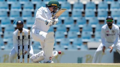 South Africa's batsman Quinton de Kock is bowled by India's bowler Mohammed Siraj. AP