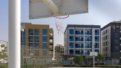 The basketball court in Liwan Oasis, an area Ms Cabral calls a 'hidden gem' in Dubai