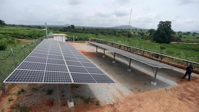 A hybrid mini power station in Doma Town, Nigeria. Africa needs massive investment to develop clean energy projects as it battles climate change. AFP