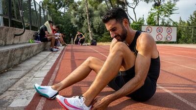 Lebanese sprinter Nour Hadid in his newly donated running gear.