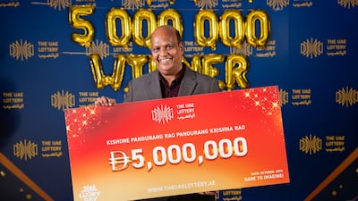 Kishore Pandurang Rao won Dh5 million in the UAE Lottery. Photo: UAE Lottery