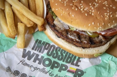 Burger King's Impossible Whopper contains no meat. Getty