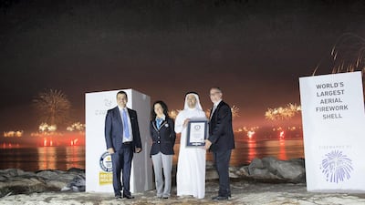 Ras Al Khaimah and Al Marjan Island ushered in the New Year by setting the Guinness World Record for the ‘Largest aerial firework shell.’ Courtesy Ras Al Khaimah Tourism Development Authority