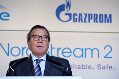 Gerhard Schroeder lobbied on behalf of Nord Stream 2, the gas pipeline project cancelled in February. AFP