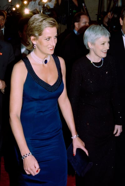 Princess Diana and British fashion magazine editor Liz Tilberis at the Annual Council of Fashion Designers in New York, in 1995. Jon Levy / AFP
