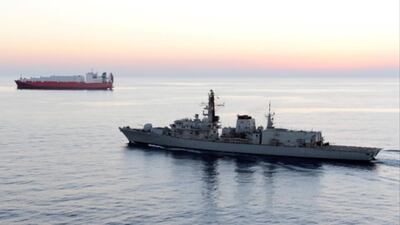 British Royal navy ships are part of an international effort to protect shipping in the Gulf.. AP