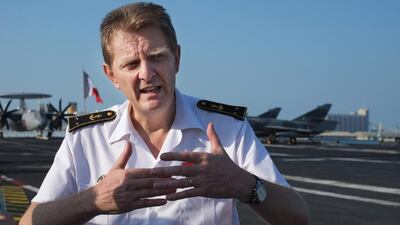 Rear Admiral Eric Chaperon from the French carrier, Charles De Gaulle. Delores Johnson / The National