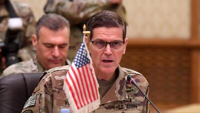 Gen Joseph Votel, speaks at a GCC armed force chiefs of staff meeting in Kuwait City. EPA