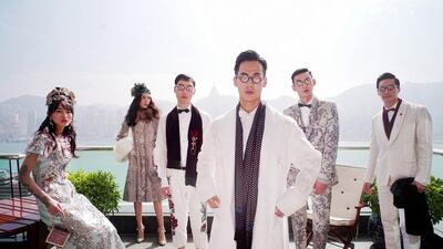Models in Dolce & Gabbana couture pose on the rooftop of The Peninsula hotel ahead of the designers’ fashion show in Hong Kong this month. Courtesy Dolce & Gabbana