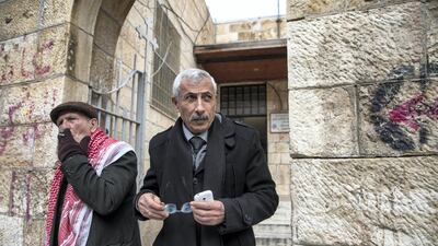 Jalal Barham as he leaves the Arab Orthodox Cultural Center in the West Bank city of Beit Sahour near Bethlehem. Heidi Levine