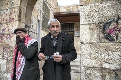 Jalal Barham as he leaves the Arab Orthodox Cultural Center in the West Bank city of Beit Sahour near Bethlehem. Heidi Levine