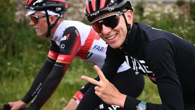 Team UAE Emirates' Tadej Pogacar attends a training session two days ahead of the first stage of the 108th edition of the Tour de France. AFP