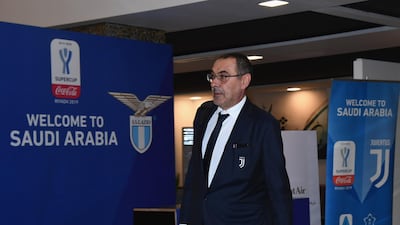 Juventus coach Maurizio Sarri arrives at Riyadh Airport. Getty