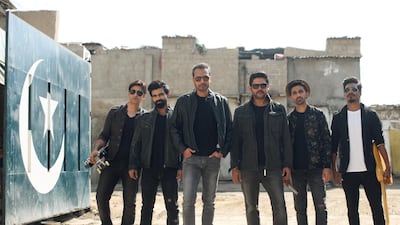 Bilal Maqsood and Faisal Kapadia, centre, pictured with their house band, are the duo behind Strings, who have enjoyed huge success in Pakistan despite several career breaks. Courtesy Mainstage Productions