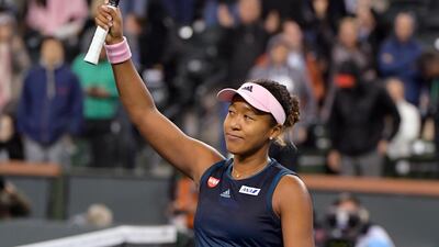 Naomi Osaka reacts after defeating Kristina Mladenovic. AP Photo