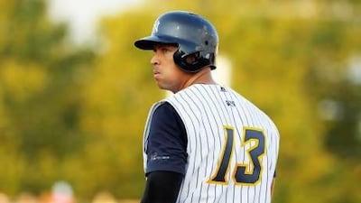 Alex Rodriguez hit a solo home run for Trenton Thunder on Friday and said he was hoping to return to the New York Yankees by Sunday. Major League Baseball may have other ideas.