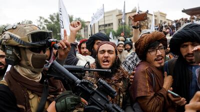 Taliban supporters rejoice on the first anniversary of the fall of Kabul. Reuters
