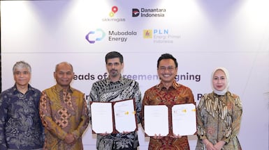 Delegates from Mubadala Energy and PLN Energi Primer Indonesia at the heads-of-agreement signing. Photo: Mubadala Energy