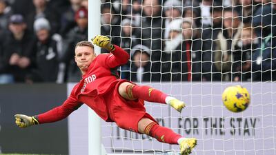 FULHAM RATINGS: Leno had been given little to do before being beaten by Palmer’s penalty and looked confident whenever called into action after that, stopping Madueke’s shot well. AFP