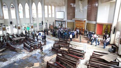 A damaged church inspected by Philippine President Rodrigo Duterte in Jolo, Sulu province, southern Philippines, 28 January 2019. EPA