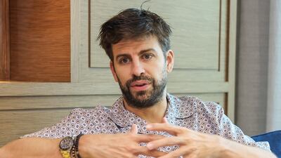 Gerard Pique visited Abu Dhabi to take part in a 3x3 hybrid basketball-football match at the Etihad Arena on Yas Island. Victor Besa / The National