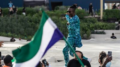 Live music from Sierra Leone artists performed at Expo 2020, Al Wasl Plaza, with dignitaries present from Sierra Leone. (Photo: Antonie Robertson / The National)