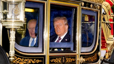 King Charles III and US President Donald Trump during the carriage procession to Windsor Castle, Berkshire. PA