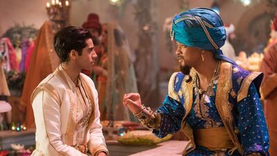 Mena Massoud stars as the titular character in 'Aladdin', alongside Will Smith as the Genie. Courtesy of Walt Disney Pictures.