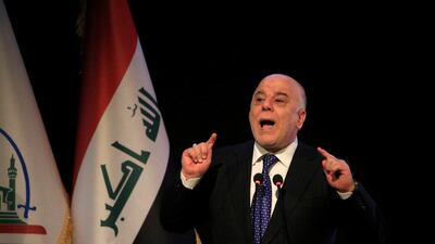 Iraqi prime minister Haider Al Abadi speaks during a ceremony in Najaf on January 7, 2018. Alaa Al Marjani / Reuters