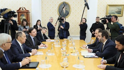 Russian and Syrian delegations during a meeting in Moscow. AFP