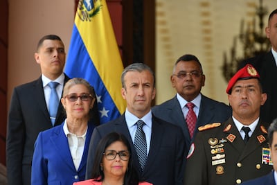 Former Venezuelan vice president Tareck El Aissami, centre, who has Syrian Druze origins, was jailed on corruption charges last year. Getty Images
