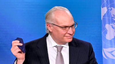 Tim Lenderking, the US special envoy for Yemen, met Yemeni officials in Aden. AFP