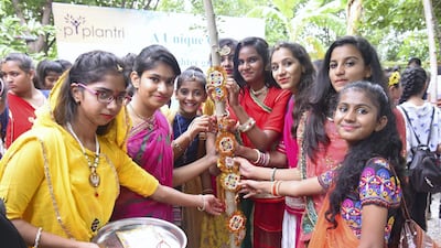 GC- Villagers plant trees to celebrate birth of girl child in Piplantri village in the desert state of Rajasthan. Prem Shankar
