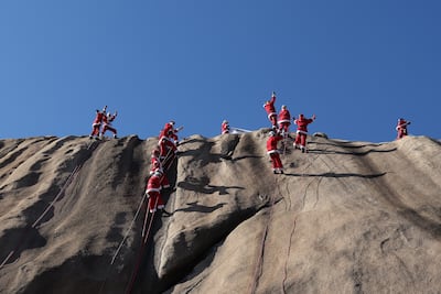 A Christmas climbing event on Bukhansan mountain in Seoul, South Korea. Getty Images