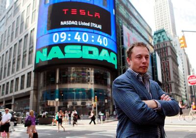 Elon Musk during a television interview after his company's initial public offering at the NASDAQ market in New York, June 29, 2010. Reuters