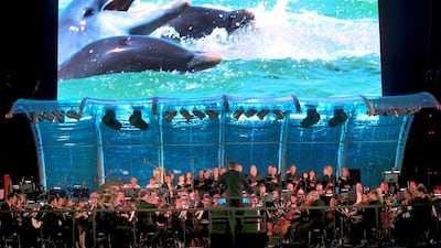 Visitors to the Volvo Ocean Race Village on the Corniche Breakwater in Abu Dhabi last night were treated to a performance of the BBC’s highly acclaimed ‘Blue Planet in Concert’ show, conducted by the composer, George Fenton. Ravindranath K / The National