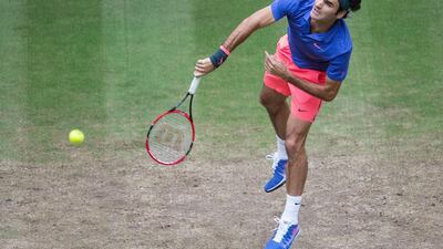Switzerland’s Roger Federer moved past Croatia’s Ivo Karlovic 7-6, 7-6 on Saturday, June 20, at Halle to reach the final for the 10th time. Maha Hitij / AFP