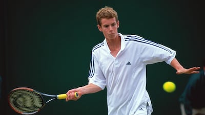 Andrew Murray in action during the Boys Singles at the Wimbledon Lawn Tennis Championships in London in 2002. Getty Images