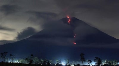 Lava flowing from Mount Semeru near the village of Lumajang, East Java. AFP